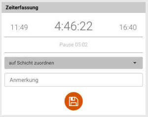 Screenshot der Stempeluhr-Online